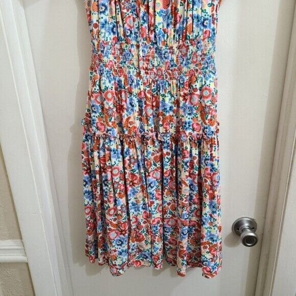 J. Crew Womens Floral Multi-Colored Smocked Midi Dress Size 0 - Picture 6 of 11